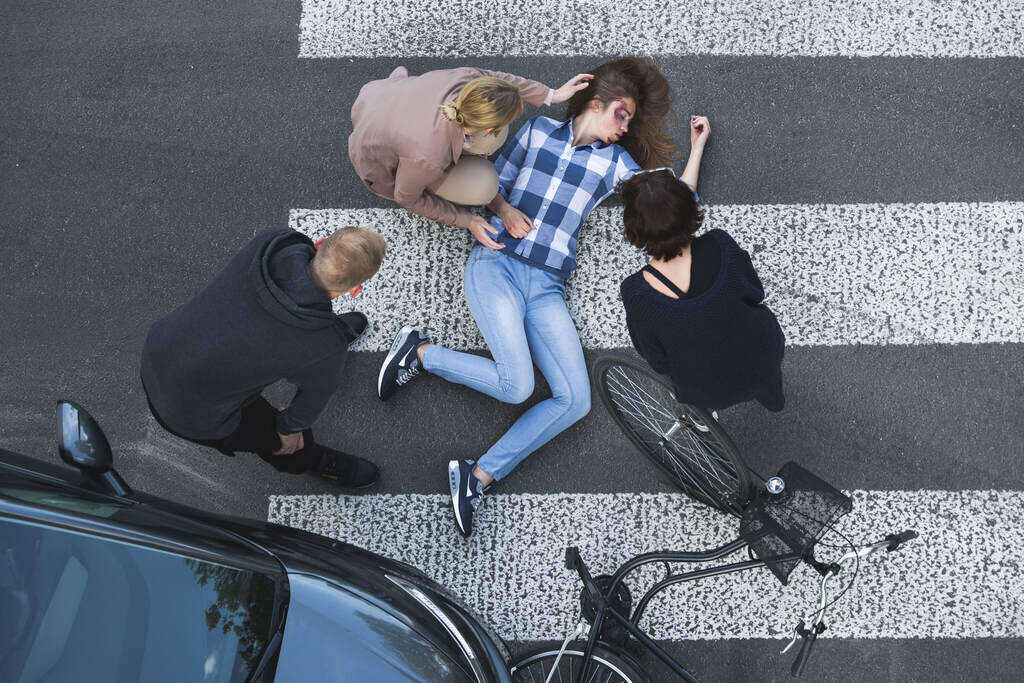 Aftermath of a pedestrian accident on the street