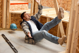 man who has fallen and is injured at a construction jobsite