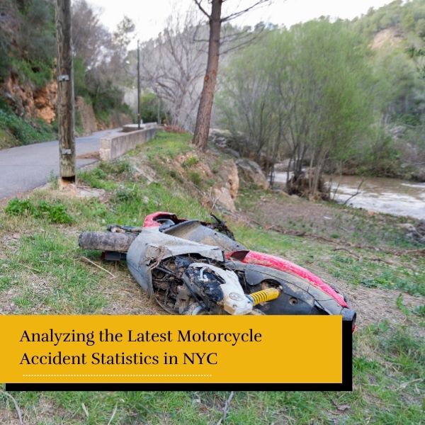crashed motorcycle on the side of the road - new york motorcycle accident statistics