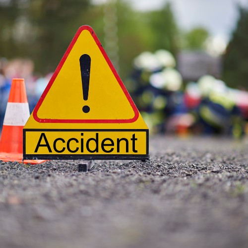 Accident sign on the road