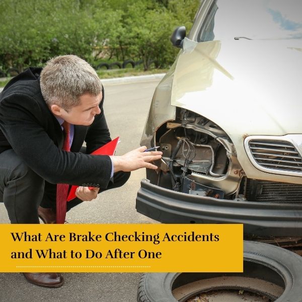 New York City car owner taking a look at his crashed car -What Are Brake Checking Accidents and What to Do After One